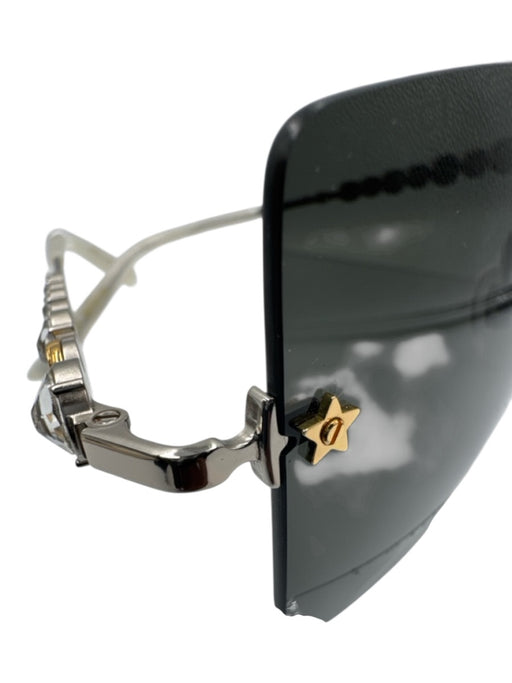 Gucci Gray & White Acetate Rhinestone Stars Tinted Interlocking GG Sunglasses Gray & White