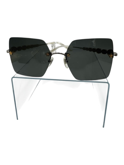 Gucci Gray & White Acetate Rhinestone Stars Tinted Interlocking GG Sunglasses Gray & White