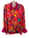 Alden Adair Size S Red Multi Poly Blend Button Front Printed Long Sleeve Top Red Multi / S