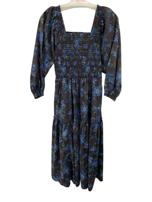 Summersalt Size S Navy Multi Cotton Blend Square Neck Floral Maxi Dress Navy Multi / S