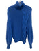 Staud Size M Blue Cotton Blend Cable Knit Turtleneck Sweater Blue / M