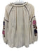 Figue Size S Cream multi Cotton V Neck Tassel Tie Detail Long Sleeve Top Cream multi / S