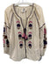 Figue Size S Cream multi Cotton V Neck Tassel Tie Detail Long Sleeve Top Cream multi / S