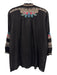 Johnny Was Size M Black Cupra Rayon Floral Embroidered 3/4 Button 3/4 Sleeve Top Black / M