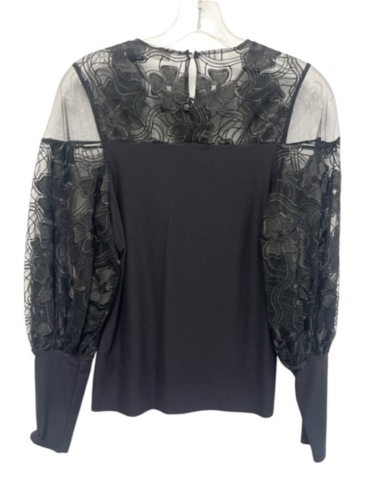 Anne Fontaine Size 40 Black Poly Blend Floral Keyhole Back Top Black / 40