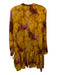 Marie Oliver Size S Yellow & Pink Silk & Cotton Tie Dye Print Long Sleeve Dress Yellow & Pink / S