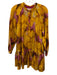 Marie Oliver Size S Yellow & Pink Silk & Cotton Tie Dye Print Long Sleeve Dress Yellow & Pink / S