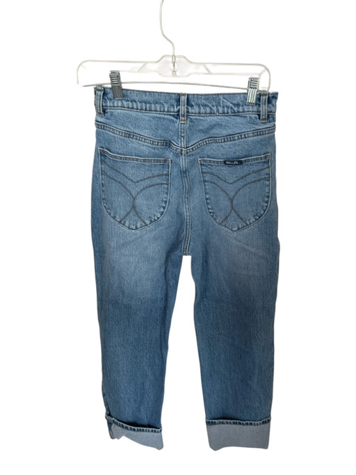 Rolla's Size 26 Med Light Wash Cotton High Waist Straight Leg Cuffed Jeans Med Light Wash / 26