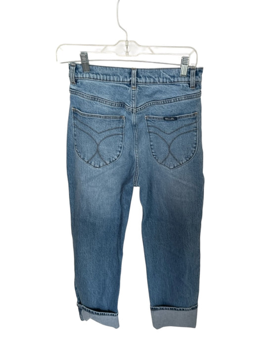 Rolla's Size 26 Med Light Wash Cotton High Waist Straight Leg Cuffed Jeans Med Light Wash / 26