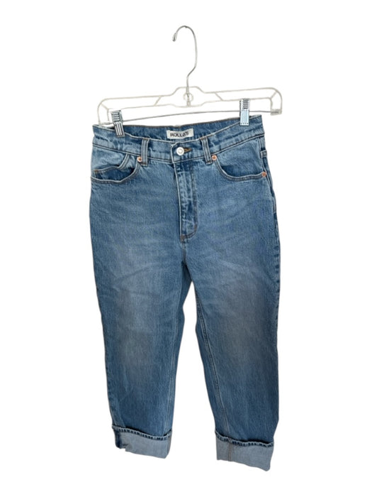 Rolla's Size 26 Med Light Wash Cotton High Waist Straight Leg Cuffed Jeans Med Light Wash / 26