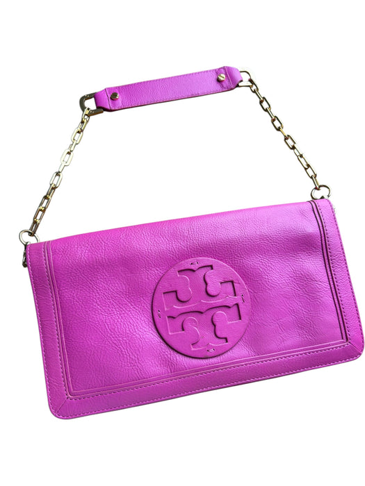 Tory Burch Pink Leather Fold Over Chain Strap Bag Pink / S