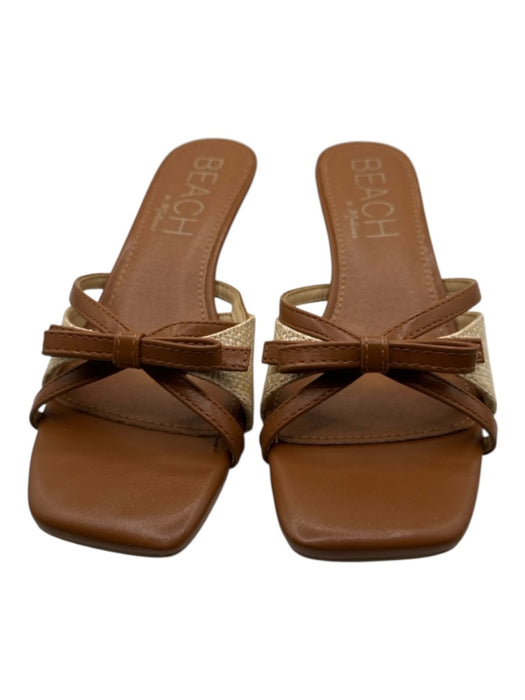 Beach by Matisse Shoe Size 7 Brown & Tan Leather & Straw Kitten Heel Sandals Brown & Tan / 7