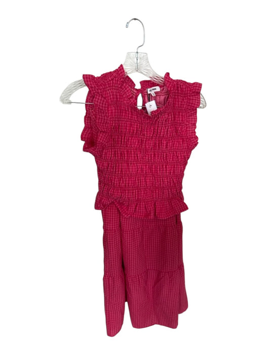 day + moon Size XS Red & Pink Cotton Blend Smocked Gingham Maxi Skirt Set Red & Pink / XS