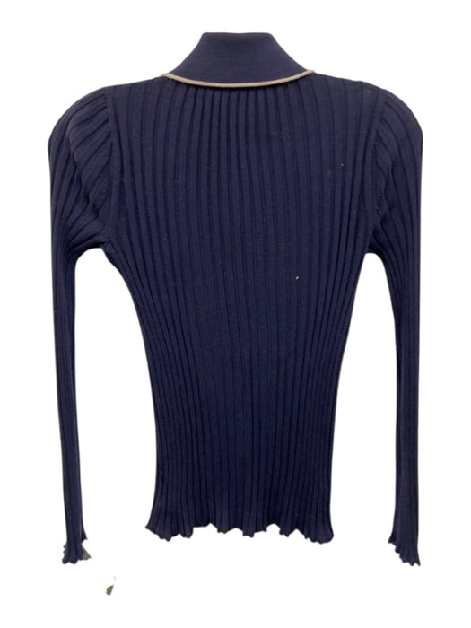 Theory Size P/XS Navy Wool Knit Long Sleeve Collared Top Navy / P/XS