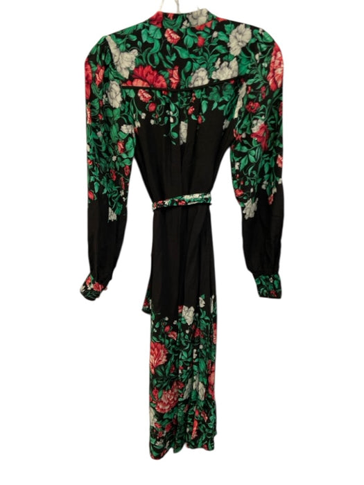 Anthropologie Size XXS Black, Red, Green Floral Long Sleeve Button Down Dress Black, Red, Green / XXS