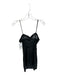 Zara Size S Black Vegan Leather Spaghetti Strap Gathered Side Back Zip Dress Black / S