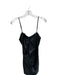 Zara Size S Black Vegan Leather Spaghetti Strap Gathered Side Back Zip Dress Black / S