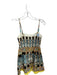 Christian Lacroix Size S Orange & Blue Cotton Blend Spaghetti Strap Shapes Dress Orange & Blue / S
