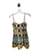 Christian Lacroix Size S Orange & Blue Cotton Blend Spaghetti Strap Shapes Dress Orange & Blue / S