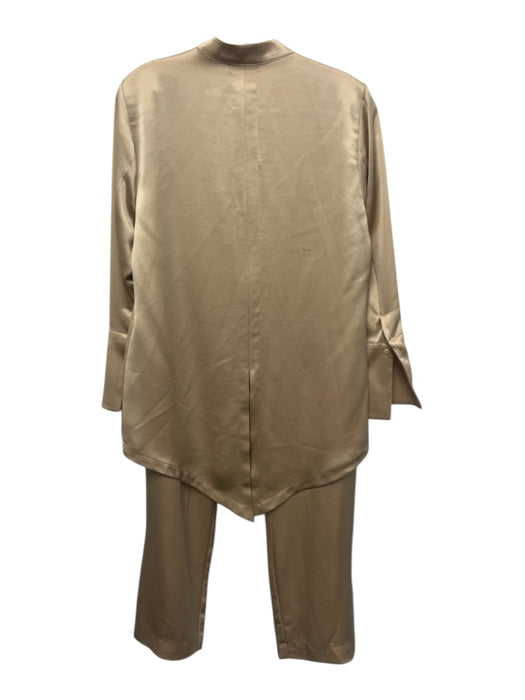 Hilton Hollis Size S/6 Champagne Gold Acetate & Polyester Satin V Neck Pant Set Champagne Gold / S/6