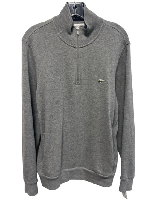 Lacoste Size L Gray Cotton Solid Quarter Zip Men's Jacket Gray / L
