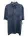 Peter Millar Size M Blue & White Polyester Striped Polo Men's Short Sleeve Blue & White / M