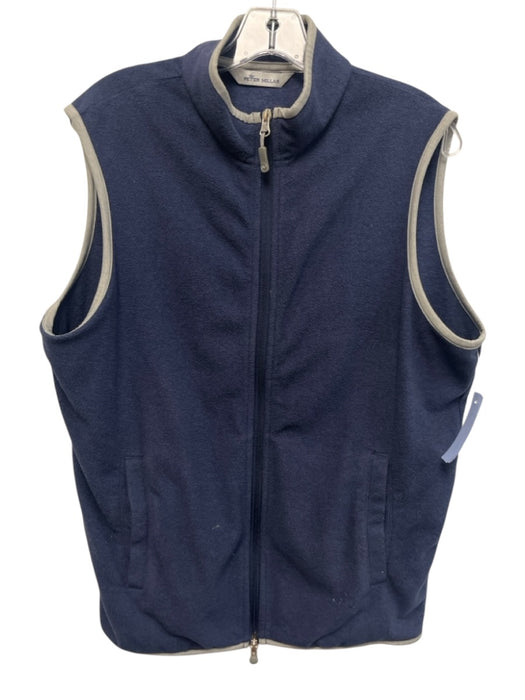 Peter Millar AS IS Size M Navy Blue & Gray Polyester Solid Zipper Men's Vest Navy Blue & Gray / M