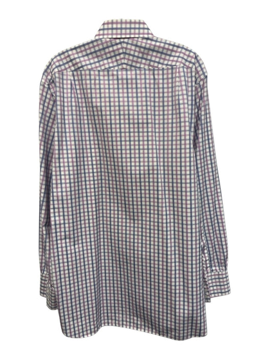 Turnbull & Asser Size 16 White & Multi Cotton Plaid Men's Long Sleeve Shirt White & Multi / 16