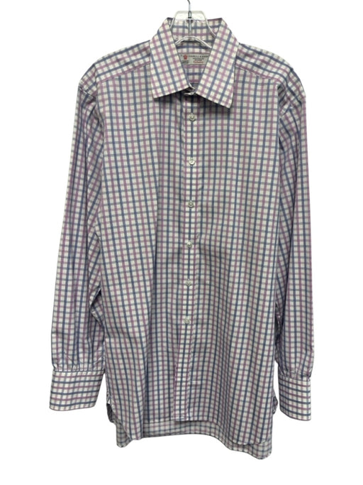 Turnbull & Asser Size 16 White & Multi Cotton Plaid Men's Long Sleeve Shirt White & Multi / 16