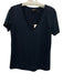 Theory Size S Navy Blue Modal & Cotton Short Sleeve V Neck Heathered Top Navy Blue / S