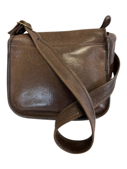 Coach Dark Brown Leather Brass Hardware Satchel Crossbody Strap Bag Dark Brown / M