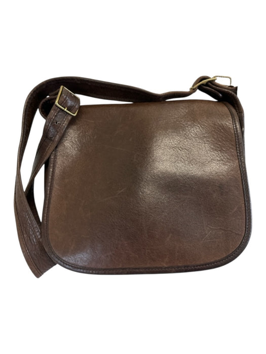 Coach Dark Brown Leather Brass Hardware Satchel Crossbody Strap Bag Dark Brown / M