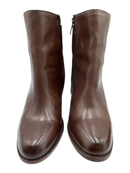 Frye Shoe Size 8B Dark Brown Leather Almond Toe Inner Side Zip Ankle Booties Dark Brown / 8B