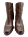 Frye Shoe Size 8B Dark Brown Leather Almond Toe Inner Side Zip Ankle Booties Dark Brown / 8B