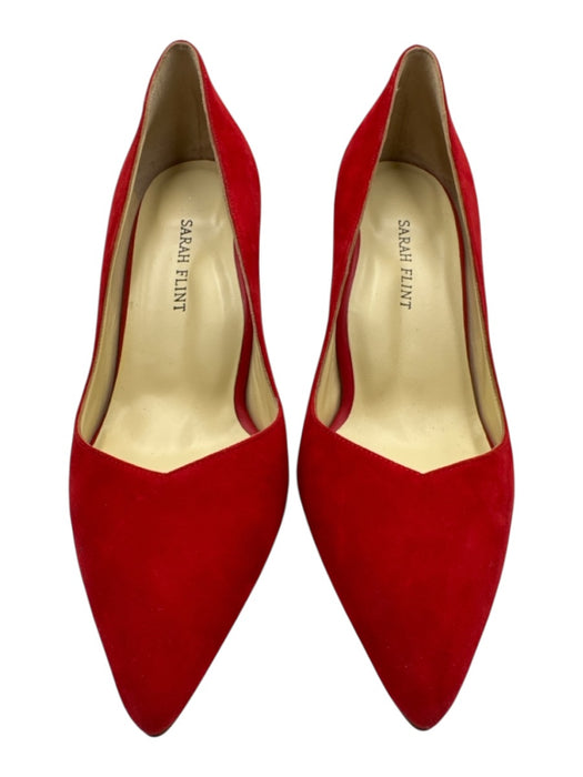 Sarah Flint Shoe Size 38.5 Red Suede leather Pointed Toe Stiletto Pumps Red / 38.5