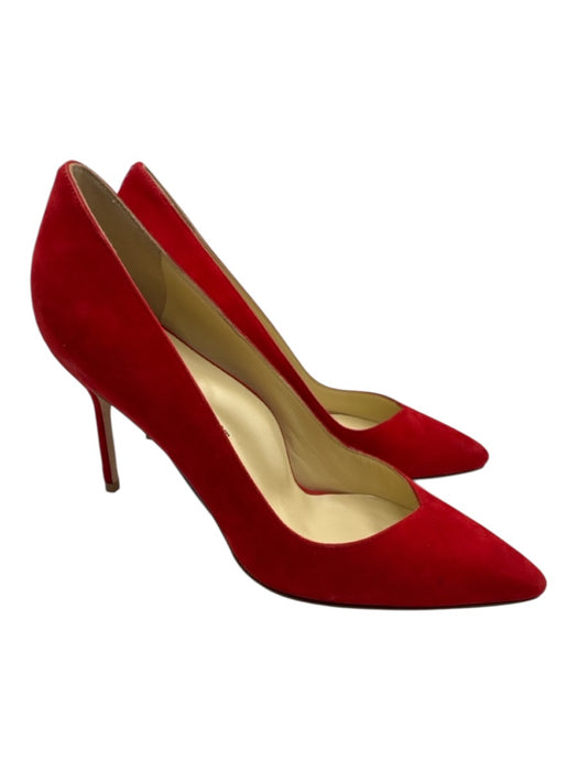 Sarah Flint Shoe Size 38.5 Red Suede leather Pointed Toe Stiletto Pumps Red / 38.5