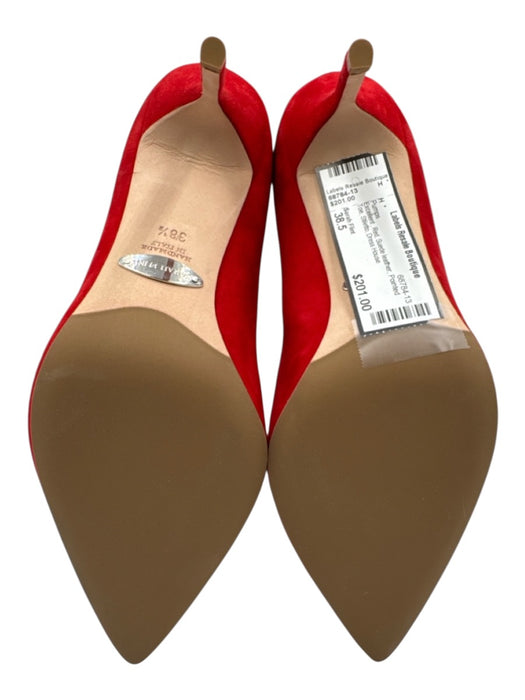 Sarah Flint Shoe Size 38.5 Red Suede leather Pointed Toe Stiletto Pumps Red / 38.5
