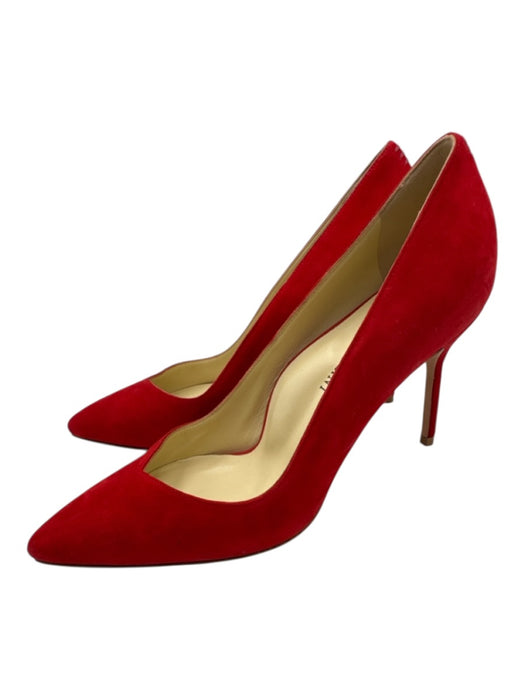Sarah Flint Shoe Size 38.5 Red Suede leather Pointed Toe Stiletto Pumps Red / 38.5