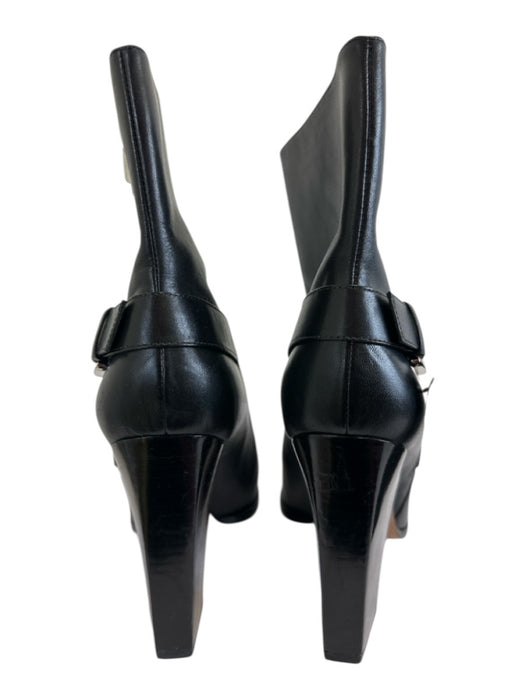 Michael Kors Shoe Size 39 Black Leather Silver Hardware Almond Toe Booties Black / 39
