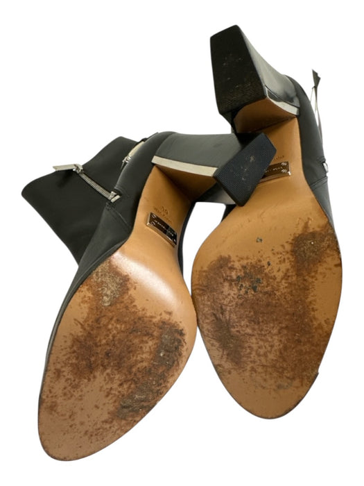 Michael Kors Shoe Size 39 Black Leather Silver Hardware Almond Toe Booties Black / 39