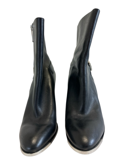 Michael Kors Shoe Size 39 Black Leather Silver Hardware Almond Toe Booties Black / 39