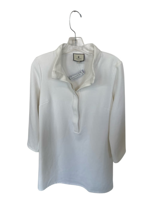 Tuckernuck Size S White Polyester Button Detail Long Sleeve Textured Dress White / S