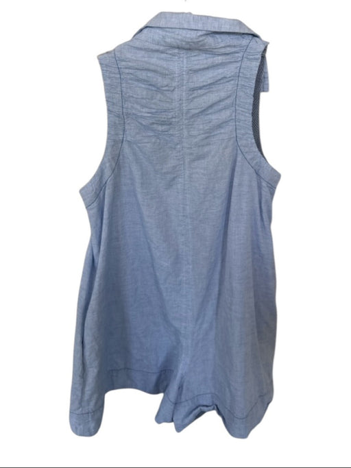 Maeve Size S Baby Blue Cotton Blend Collar Sleevless ruffle Pockets Romper Baby Blue / S