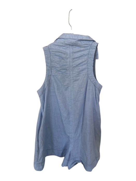 Maeve Size S Baby Blue Cotton Blend Collar Sleevless ruffle Pockets Romper Baby Blue / S