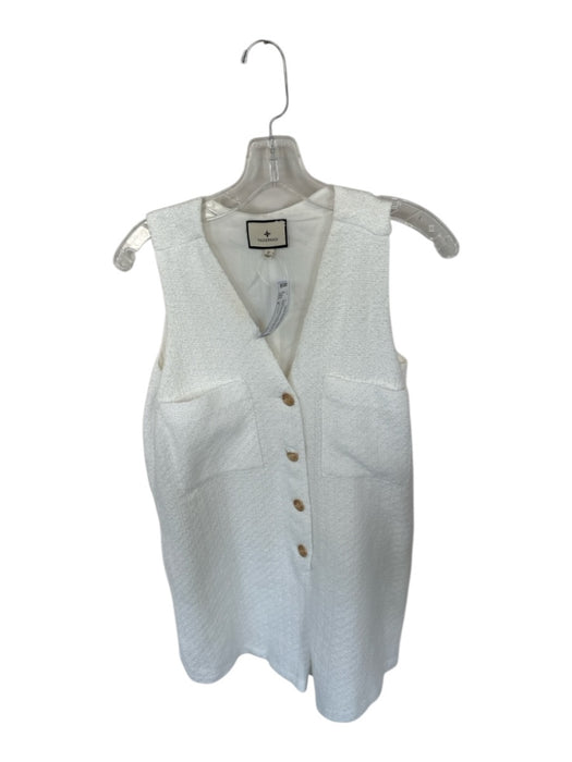 Tuckernuck Size S White Polyester Tweed Gold Accent Button Up Romper White / S
