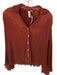 Dolan Size S Amber Polyester Blend Ribbed Long Sleeve Button Up Lettuce Edge Top Amber / S