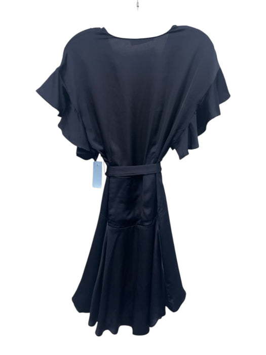 Do + Be Size L Navy Polyester Short Ruffle Sleeve Hook & Eye V Neck Dress Navy / L