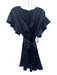 Do + Be Size L Navy Polyester Short Ruffle Sleeve Hook & Eye V Neck Dress Navy / L