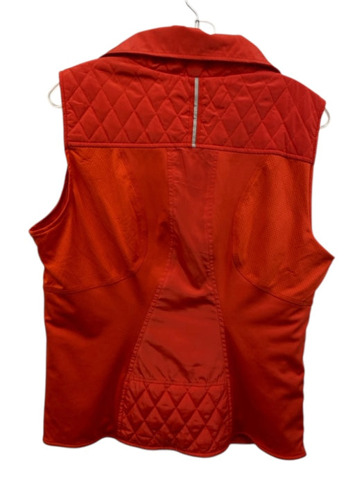 Neiman Marcus Size Medium Orange Polyester Blend Zip Front Quilted Vest Orange / Medium