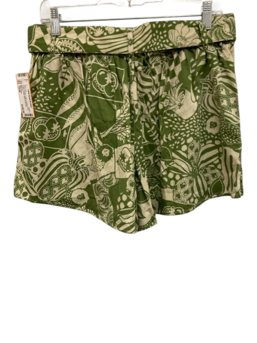 Alden Adair Size XS/M Green & White Cotton Shirred Floral Ruffles Short Set Green & White / XS/M